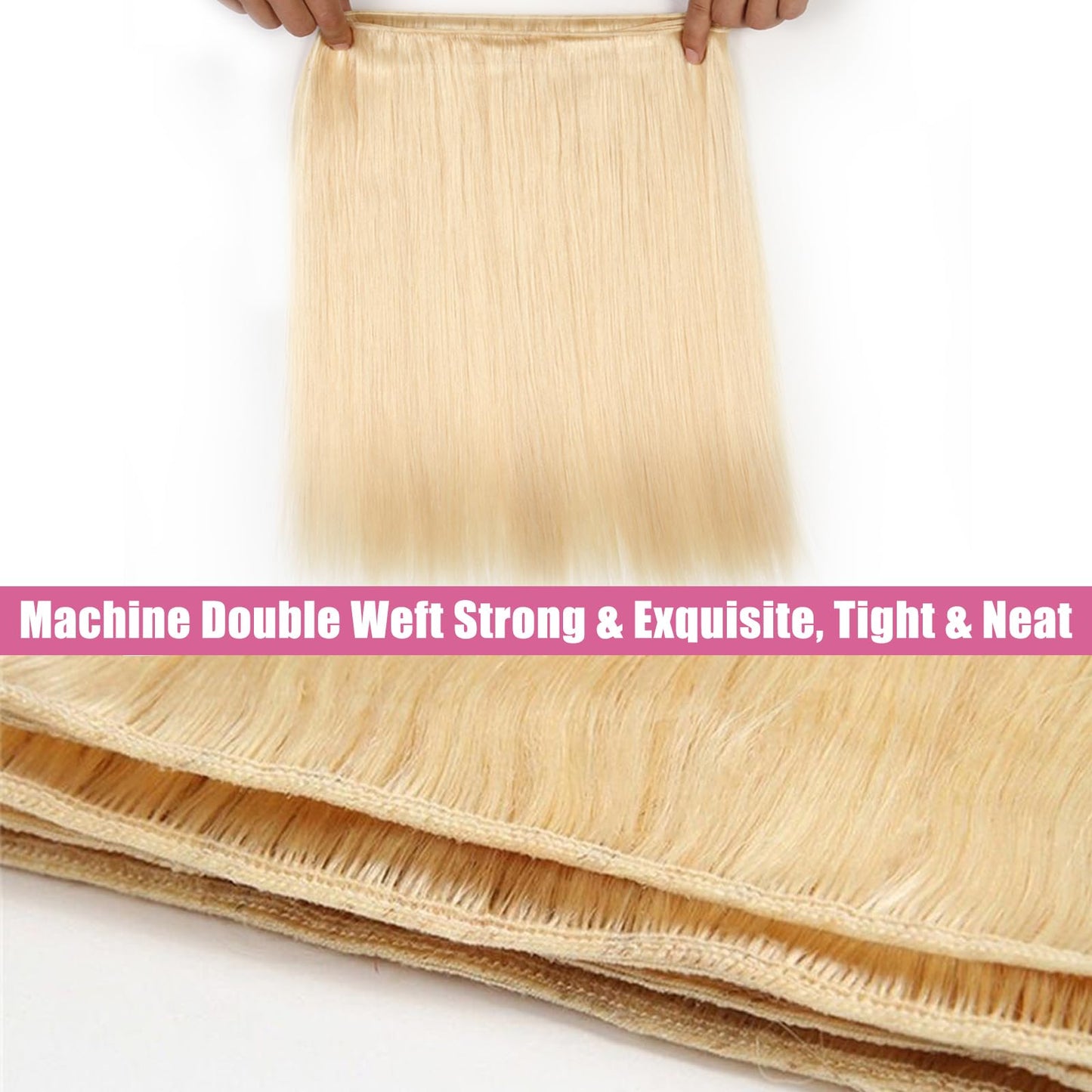 MARUVI Blonde Bundles Human Hair 613 Bundles 22 Inch 613 1 Bundle Blonde Single Bundle 12A Straight Hair Bundle 100% Russian Blonde Virgin Human Hair Weave Extensions