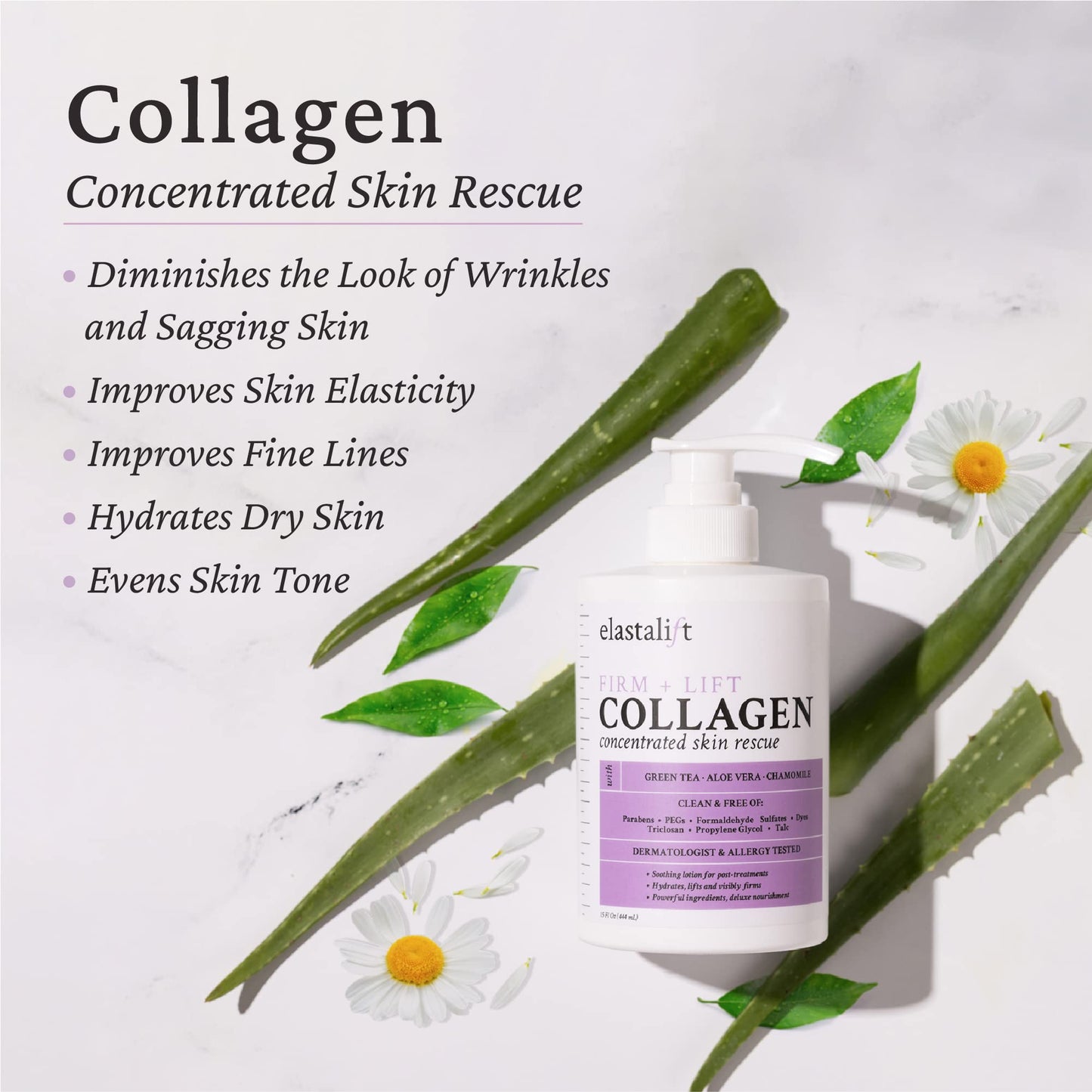 Elastalift Collagen Face Lotion + Collagen Body Cream Multi Lift Moisturizer 2PC Skin Care Set, Anti Aging Collagen Plumps, Firms, & Smooths Fine Lines, Sagging Skin & Wrinkles, 2-PC Set