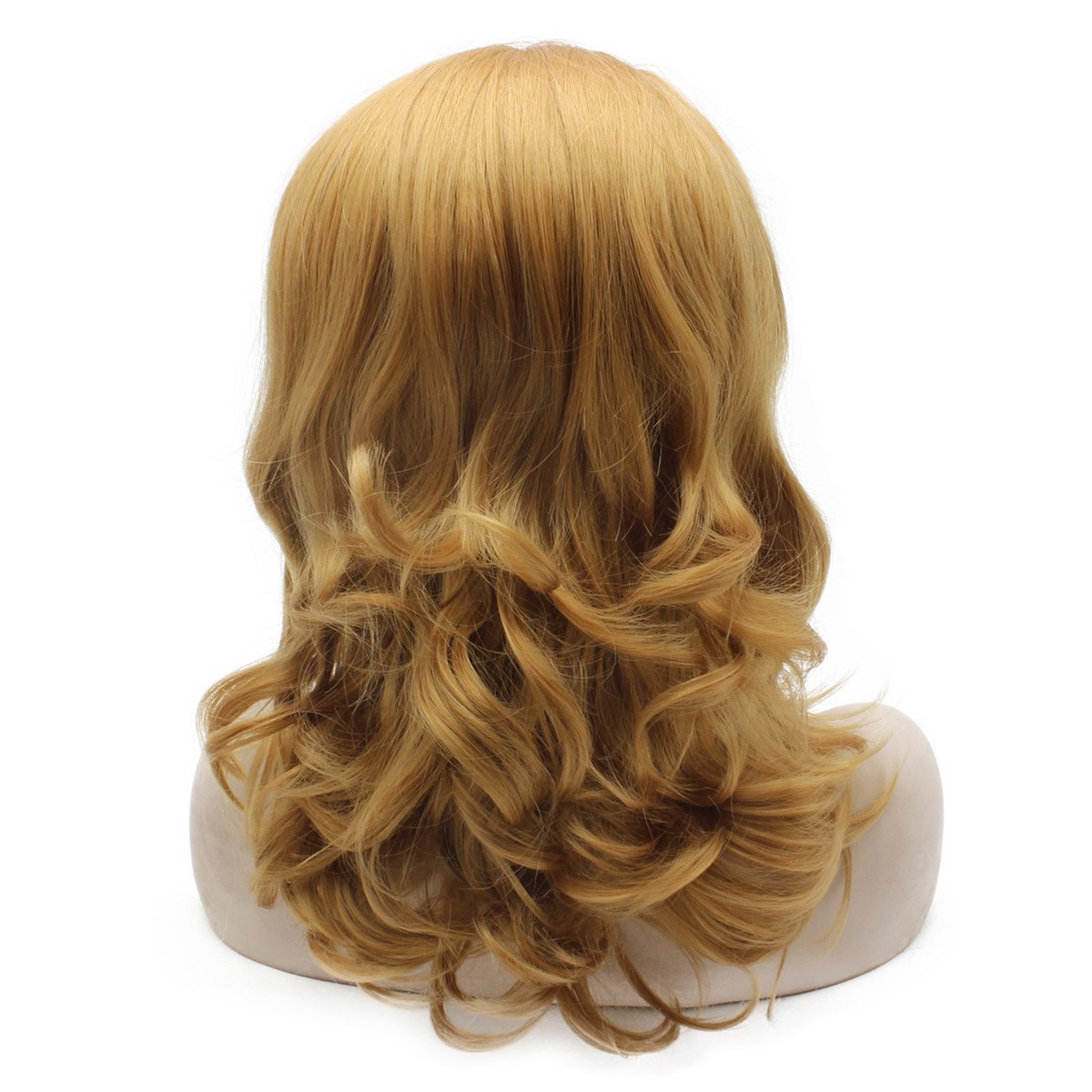 Mxangel Medium Long Wavy Blonde Synthetic Lace Front Blond Wig Natural