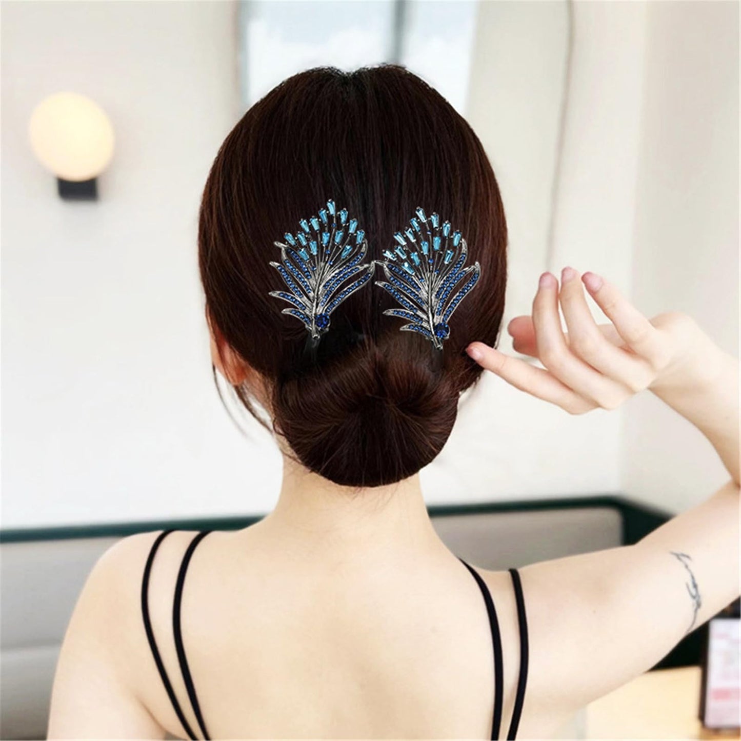 CHCTD Rhinestone Flower Hair Clip, Deft Bun Hair Twister, Lazy Hair Curler Bun Maker, Whale Tail Rhinestone Flower Hair Clip, Easy Bun Hair Bun Maker, Hair Twist Bun Maker,Hair Pins for Buns (03)