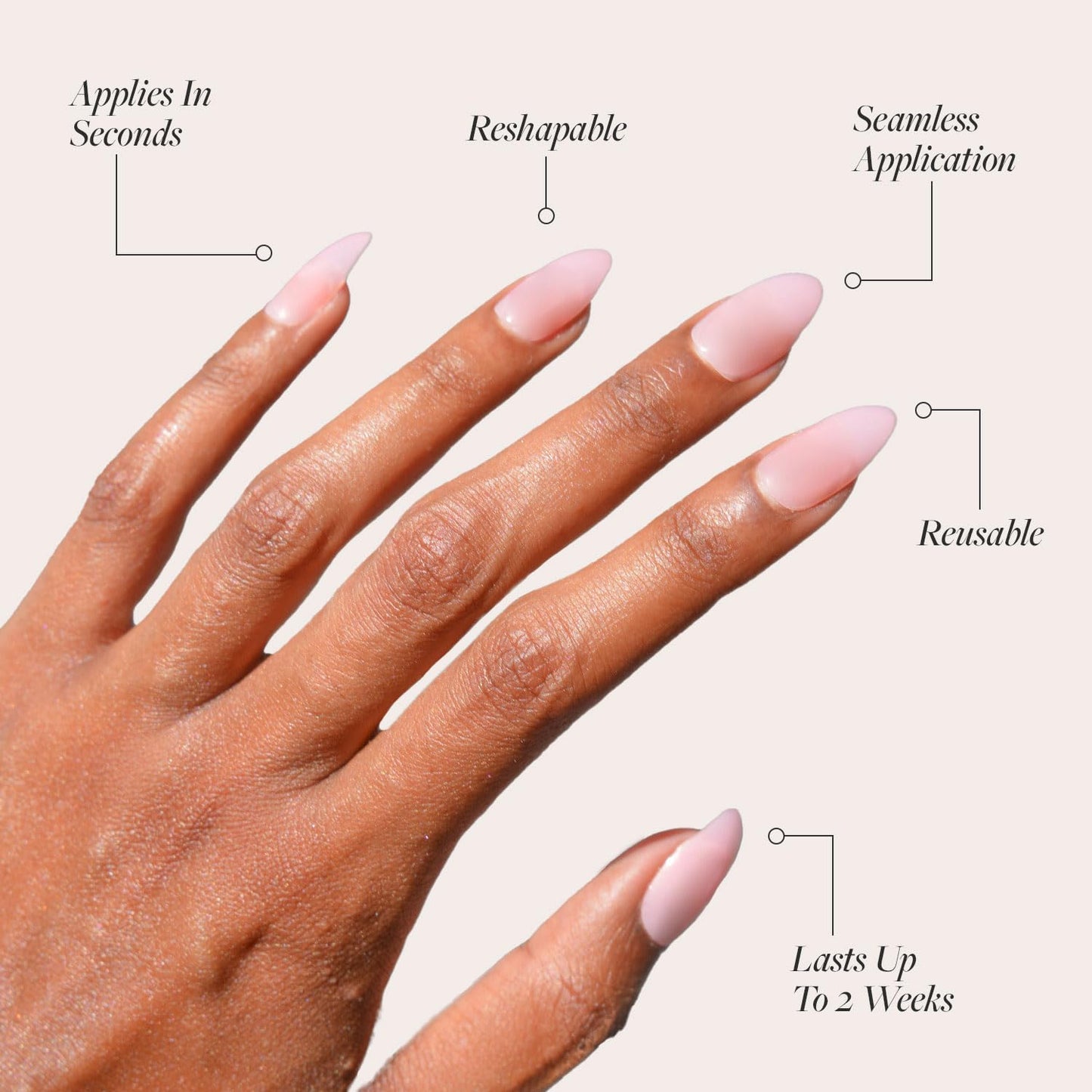 Glamnetic Press On Nails - Cloud 9 | Jelly UV Finish Medium Pointed Almond Shape, Reusable Pink Nail Kit in 15 Sizes, Semi-Transparent - 30 Nail Kit with Glue