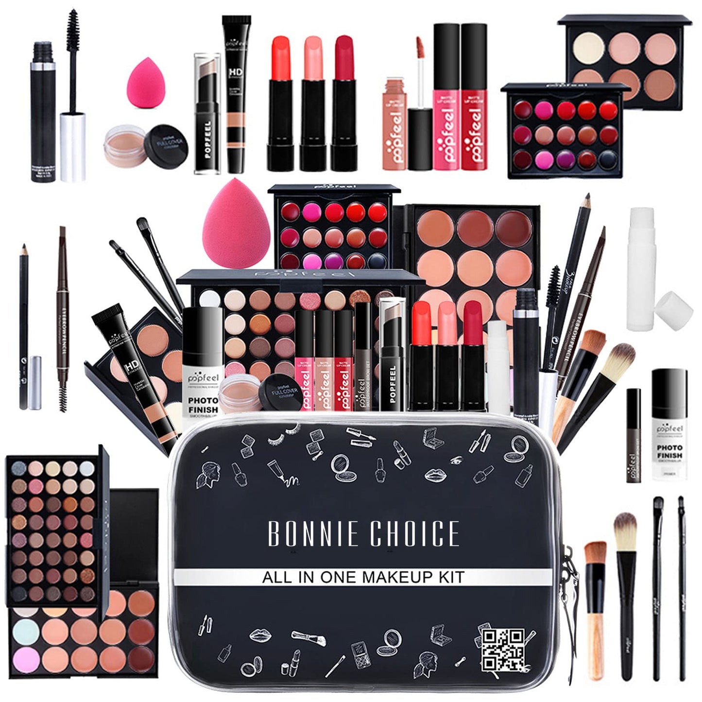 BONNIE CHOICE All-in-one Makeup Kit for Women Full Kit, Mother's Day Gifts Include Makeup Brush, Eyeshadow Palette, Lip Gloss Set, Lipstick, Blush, Foundation, Concealer, Mascara, Eyebrow Pencil