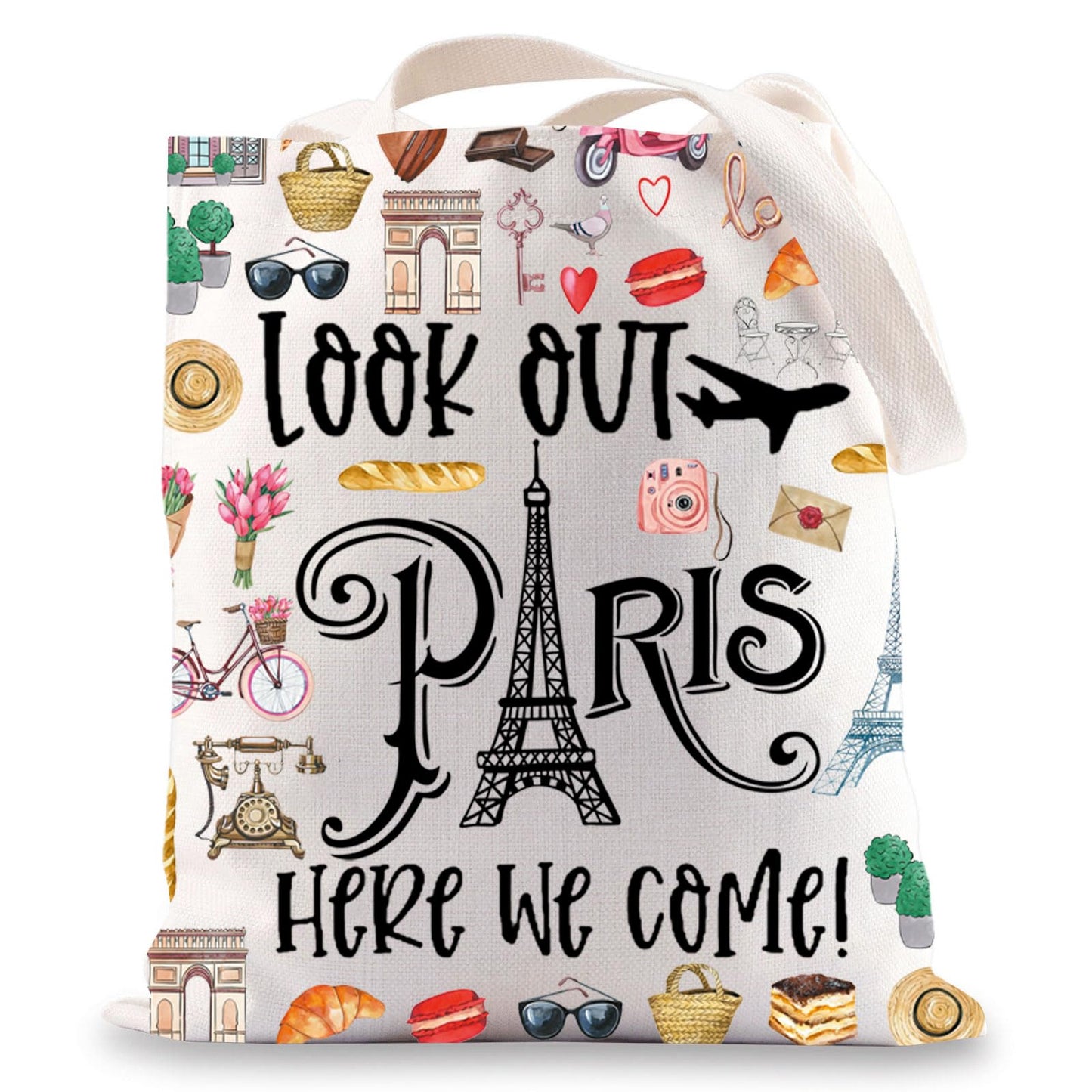 JNIAP Paris Themed Makeup Bag Paris Trip Gifts Paris Travel Bag Paris Toiletry Bag Paris Zipper Pouch Paris Makeup Pouch (look out paris tb)