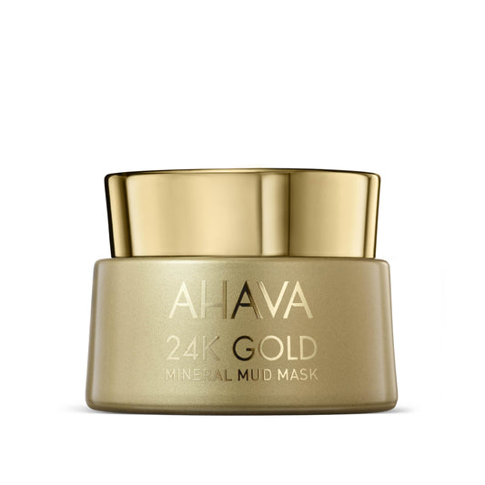 AHAVA 24K Gold Mineral Mud Mask - Luxury Mud Mask for Refined, Luminously Radiant Skin, Smoothes, Firms & Illuminates, includes 24K Gold, Osmoter, Dead Sea Mud, Matrixyl & Hyaluronic Acid, 1.7 Fl.Oz