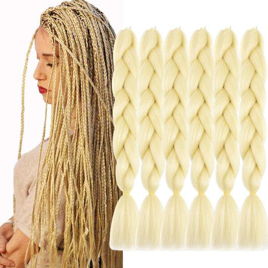 FYRLNA 6 Packs 24 Inch Jumbo Braiding Hair Soft High Temperature Resistance Synthetic Hair Extensions for Women 24 Inch Ombre Jumbo Braiding Hair Twist Crochet Braids Hair (24 Inch (Pack of 6), Beige(613#))