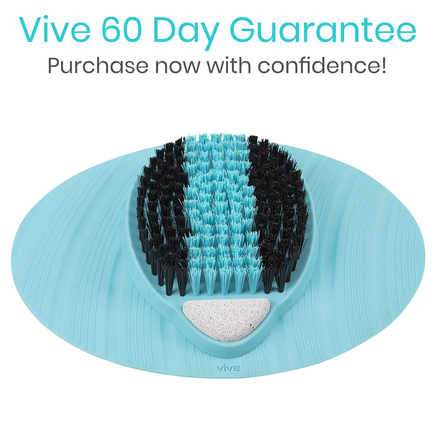 Vive Foot Scrubber for Use in The Shower - Feet Cleaner for Dead Skin with Pumice Stone - Massager and Brush Exfoliating - Callus Remover, Improve Circulation and Relieves Pain - Nonslip Suction Cups