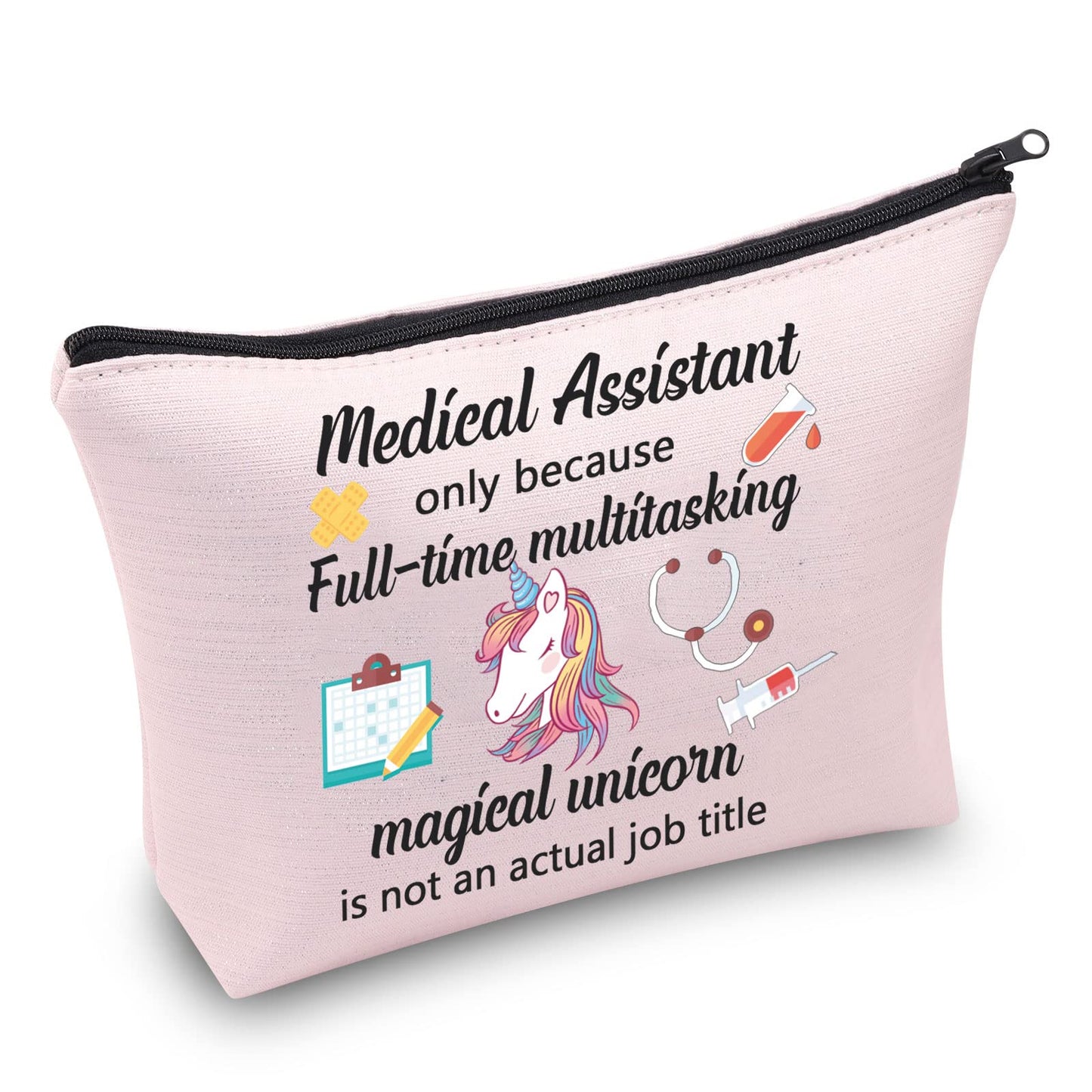 MBMSO Medical Assistant Makeup Bag MA Gift for Nurse Medical Assistant Graduation Gift Cosmetic Pouch Bag Unicorn Bag(Medical Assistant bag-pink)