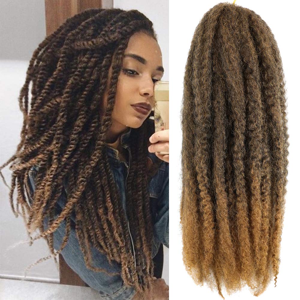 6packs Marley Hair for Twists 18 Inch Long Afro Kinky Marley Braid Hair Kanekalon Synthetic Fiber Marley Braiding Hair Extensions (18inch, T27)