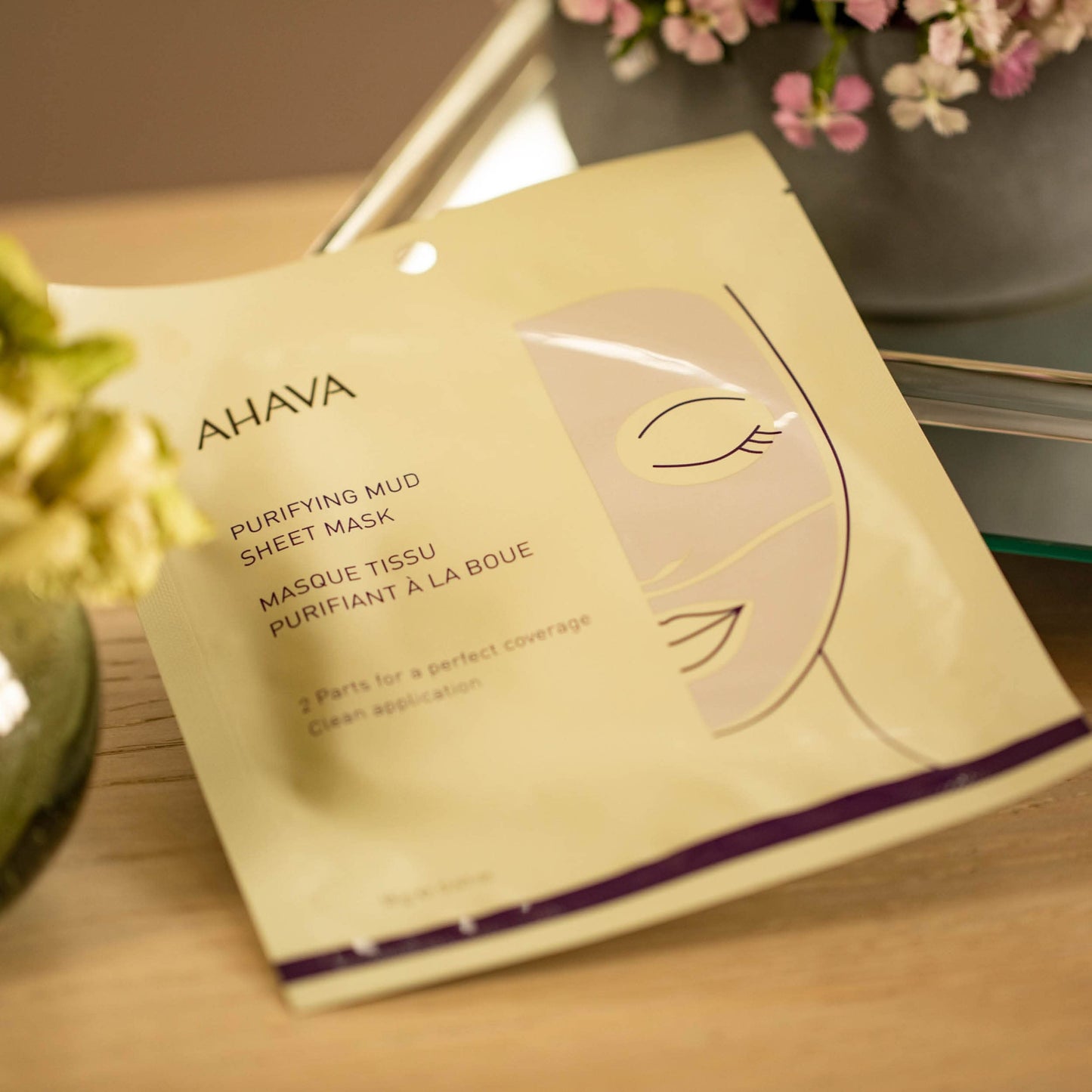 AHAVA Purifying Mud Sheet Mask - No-mess sheet mask to clear, purify, smooth and soften the skin, enriched with Exclusive Dead Sea Mineral Blend Osmoter, 6 x 0.1 oz