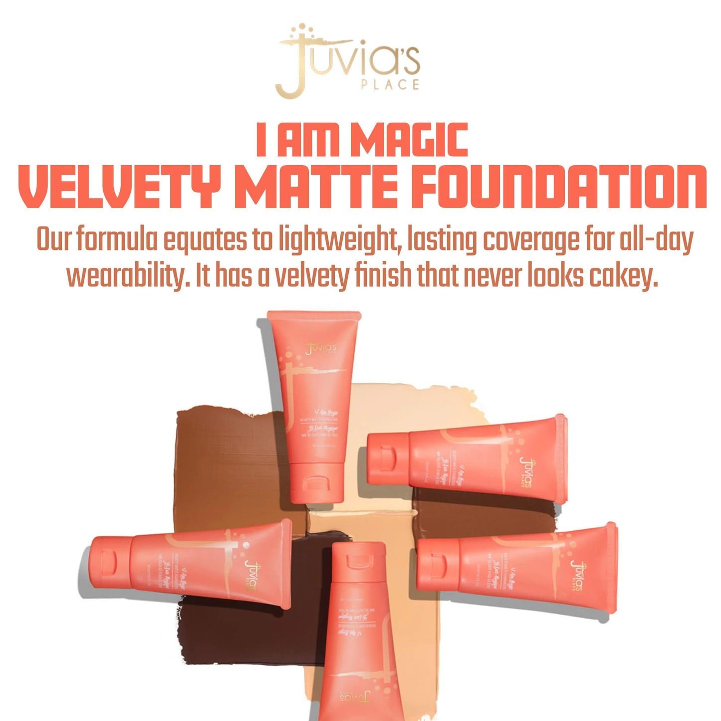 Juvia's Place I Am Magic Velvety Matte Liquid Foundation 205 - Tanzania - Deep Dark w/Cool Undertone, Makeup Foundation Full Coverage, Lightweight, Long Wear, Velvety Matte Finish