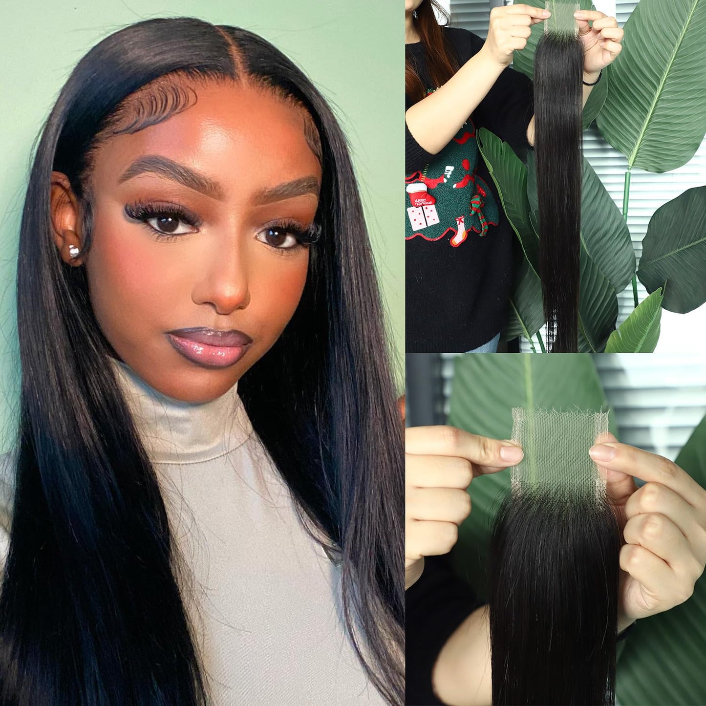 2x6 hd lace closure human hair (Natural Black, 20 Inch)