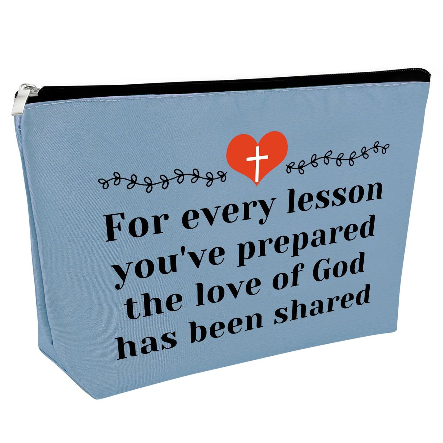 Sunday School Teacher Gift Makeup Bag Religious Gift for Women Teacher Appreciation Gift Cosmetic Bag Christian Gift for Her Funny Birthday Gift Thanksgiving Graduation Gift Travel Pouch（Blue）