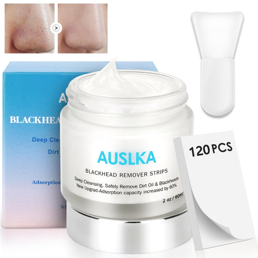 AUSLKA 120PCS-60G Blackhead Remover Strips,Deep Cleansing Pore Strips For All Skin Types,Black Head Remover For Face & Nose