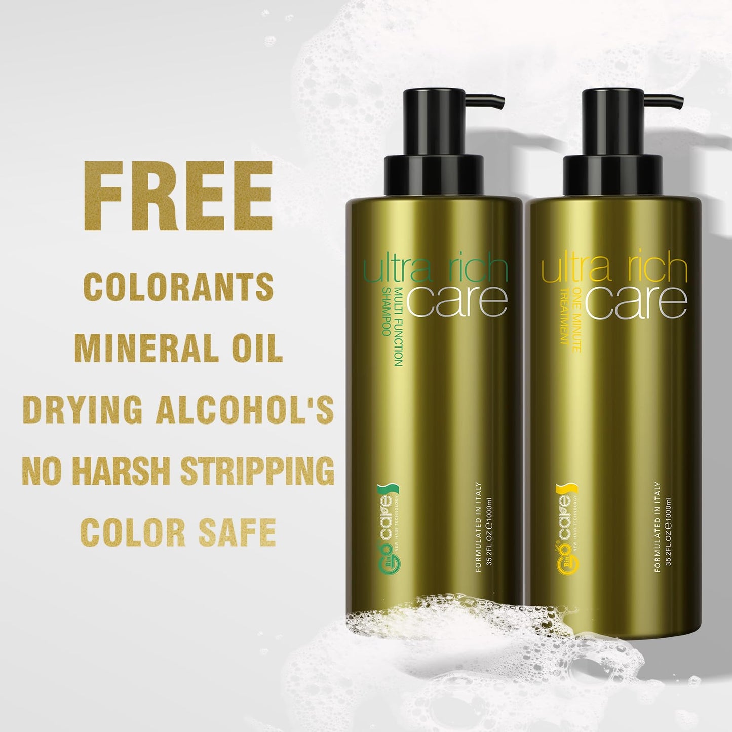 Bingocare 35.2 OZ Natrual Sulfate Free Argan Oil Shampoo and Conditioner Sets Ultrarich Haircare for Damaged Dry Curly Frizzy Hair Moisturizing Volumizing Gentle Hair Restoration Formula for Men&Women