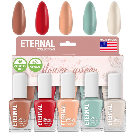 Eternal Pastel Nail Polish Sets for Women (FLOWER QUEEN) - Pastel Nail Polish Set for Girls | Lasting & Quick Dry Regular Nail Polish Set for Home DIY Manicure| Made in USA, 13.5mL (Set of 5)