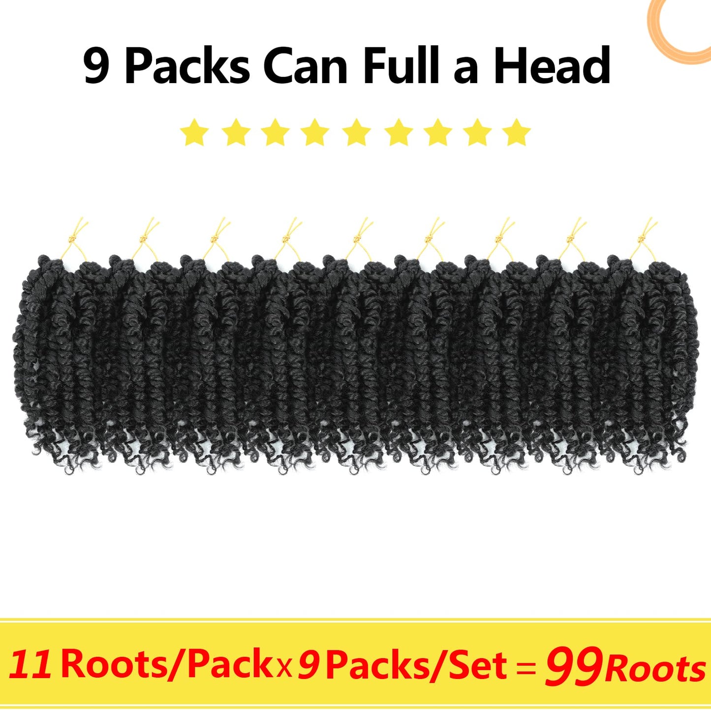 Fulcrum Passion Twist Crochet Hair 8 Inch, 9 Packs Pre Looped Passion Twist Hair, Pre-Twisted Passion Twist Crochet Hair For Black Women (8Inch (Pack of 9), 1B#)