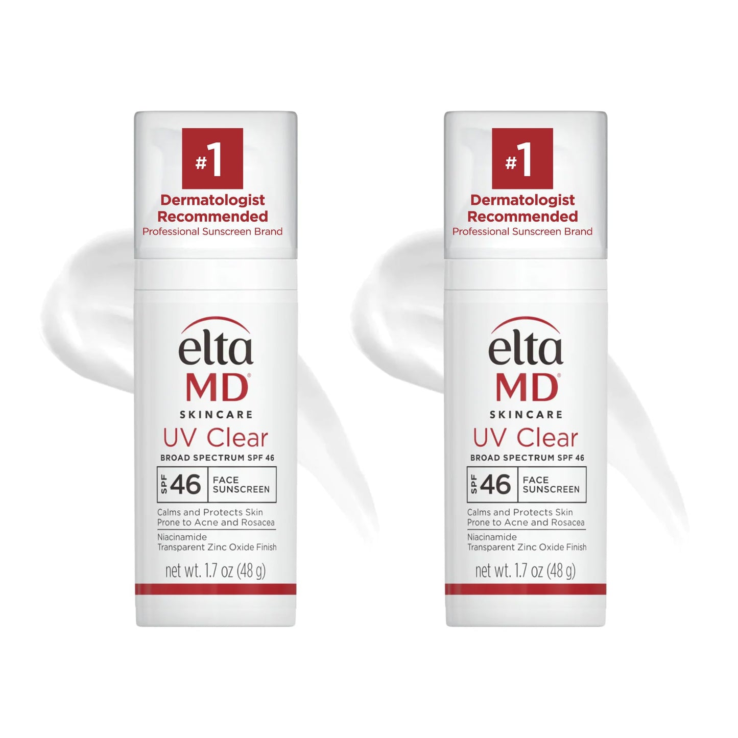 EltaMD UV Clear Face Sunscreen, SPF 46 Oil Free Sunscreen with Zinc Oxide, Protects and Calms Sensitive Skin and Acne-Prone Skin, Lightweight, Silky, Dermatologist Recommended, (2 Pack)