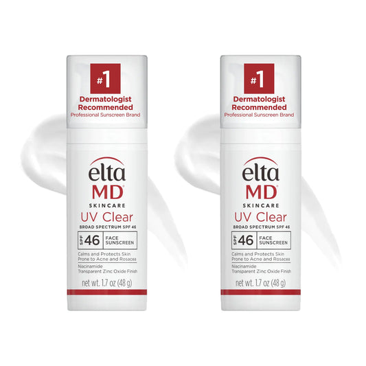 EltaMD UV Clear Face Sunscreen, SPF 46 Oil Free Sunscreen with Zinc Oxide, Protects and Calms Sensitive Skin and Acne-Prone Skin, Lightweight, Silky, Dermatologist Recommended, (2 Pack)