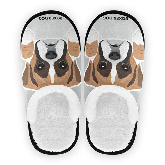 Dussdil Boxer Dog Puppy Womens Mens Slippers Home Spa Slippers Memory Foam Closed Toe Slipper Non Slip for House Hotel Bedroom Travel Shoes M