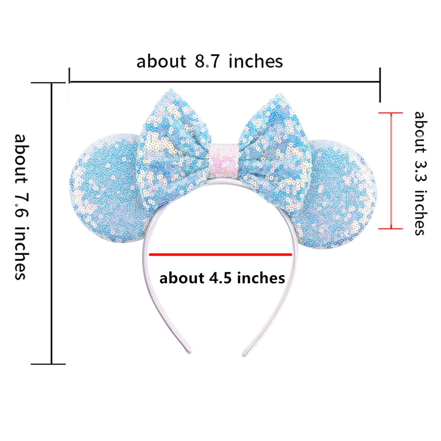 JOYFISCO Mouse Ears Headbands Shiny Bow Mouse Ears Headband Glitter Party Princess Decoration Cosplay Costume for Women Girls