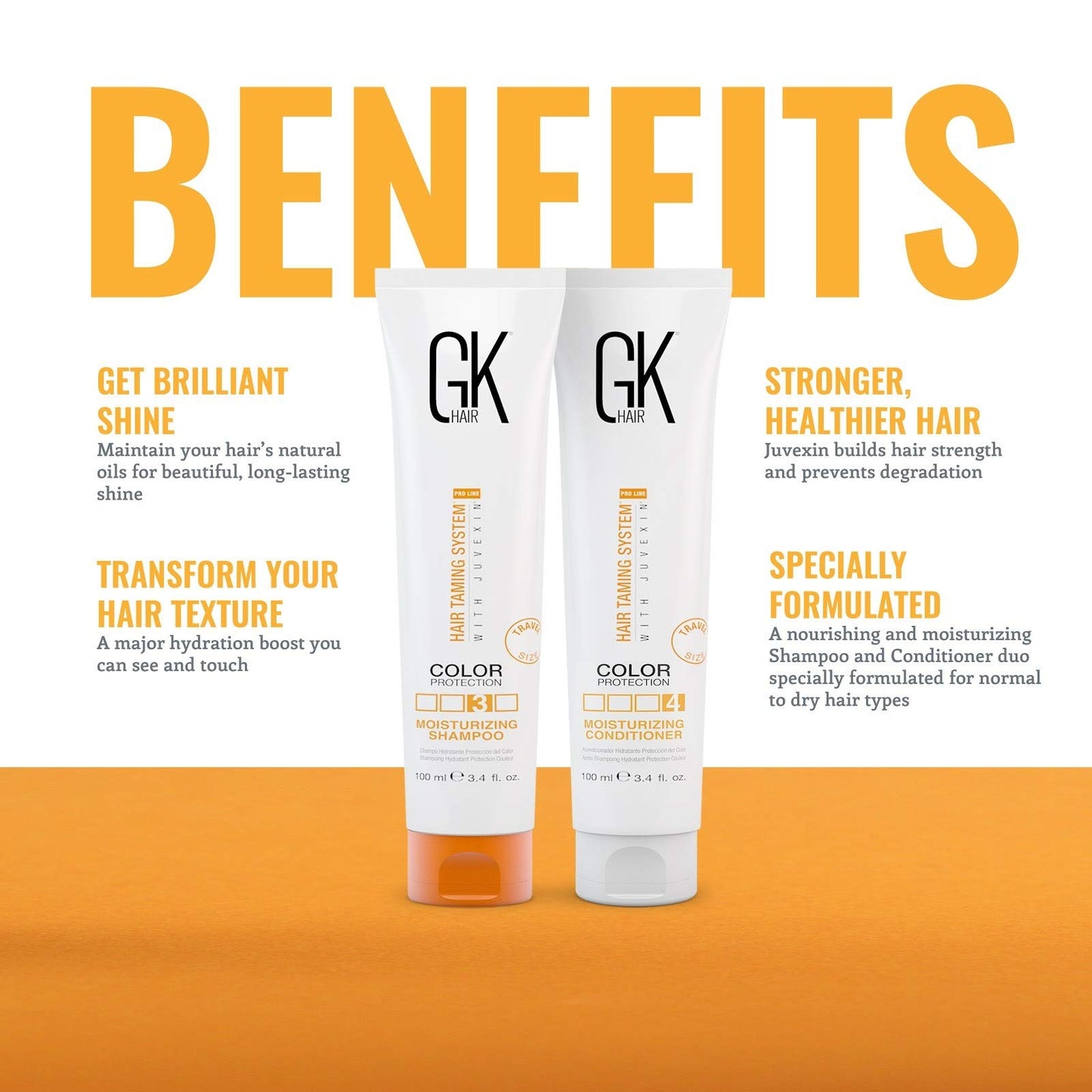 GK HAIR Global Keratin Moisturizing Shampoo and Conditioner 100ml Set | Leave in Conditioner Cream 130ml | Argon Oil Hair Serum 50ml For Frizz Control