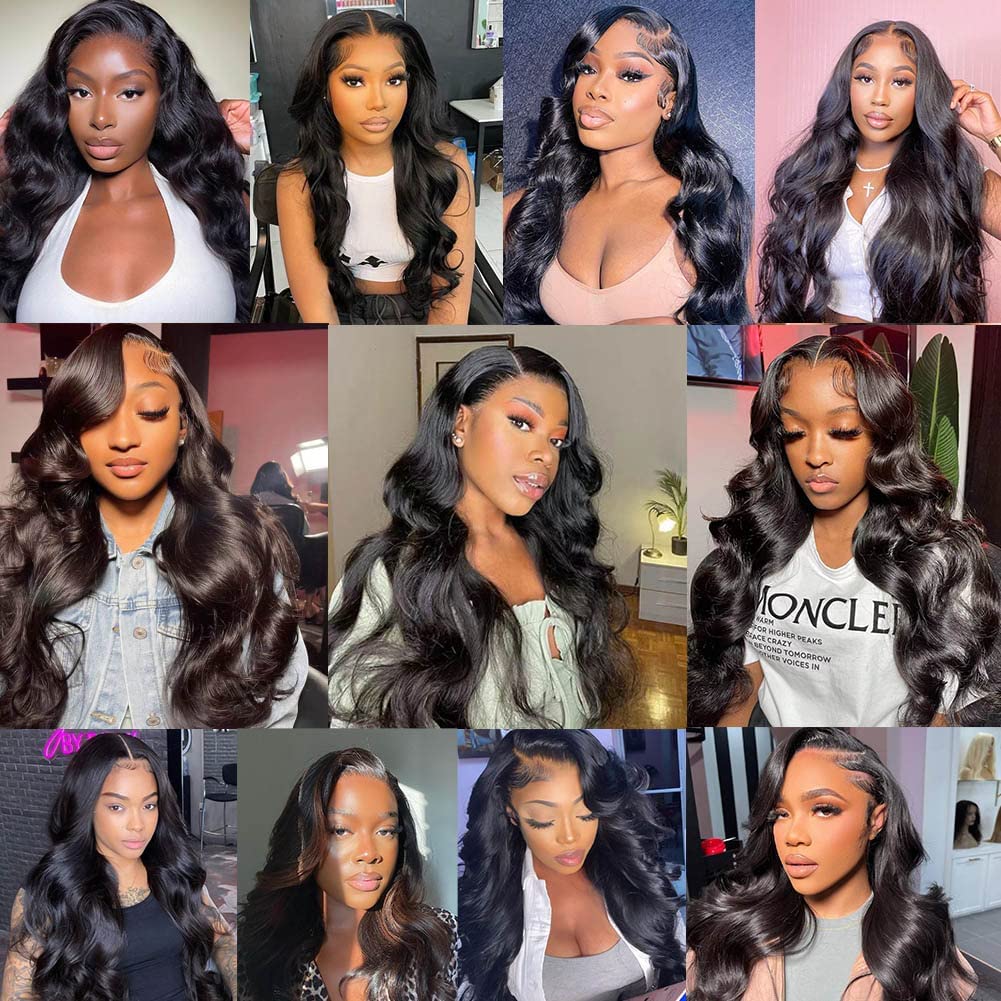 Queen Story Body Wave Lace Front Wig 4x4 HD Lace Front Wigs Human Hair Pre Plucked with Baby Hair Glueless Wigs Human Hair (18inch)