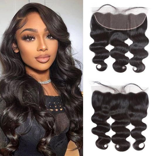 13x4 Body Wave HD Lace Frontal Human Hair 20 inch Ear to Ear Lace Frontal Closure Transparent HD Lace Frontal Closure Pre Plucked with Baby Hair Natural Black Color