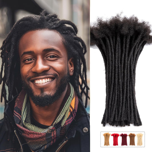 Teresa 10 Inch 0.2cm Width Loc Extension Human Hair Natural Black 30 Strands Full Hand-made Permanent Locs Extensions Can Be Dyed and Bleached for Men/Women/Kids Real Dreadlock Extensions Human Hair