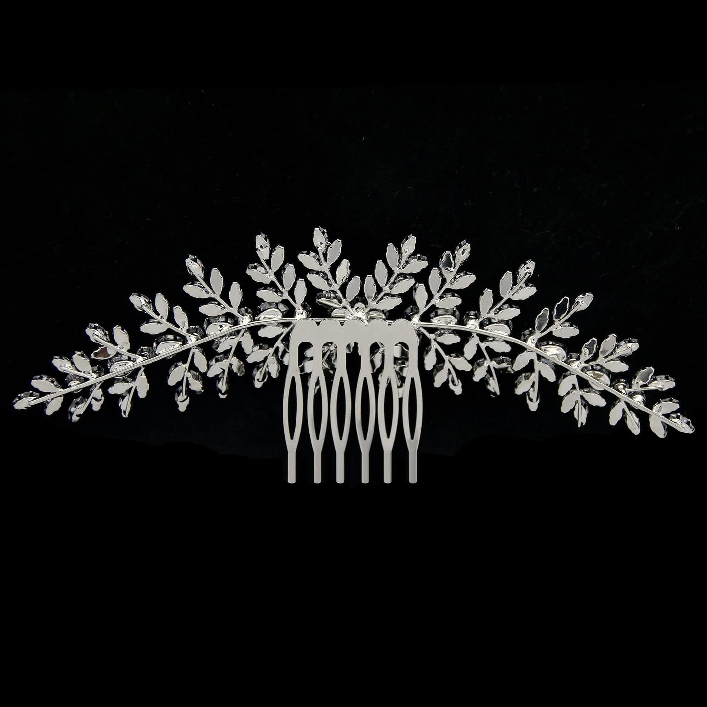 Cubic Zirconia Bridal Hair Comb Headpiece Crystal Hair Pieces for Brides Hair Clip Small Silver Wedding Hair Accessories Peinetas Para Cabello De Mujer Elegantes (Silver-Long)