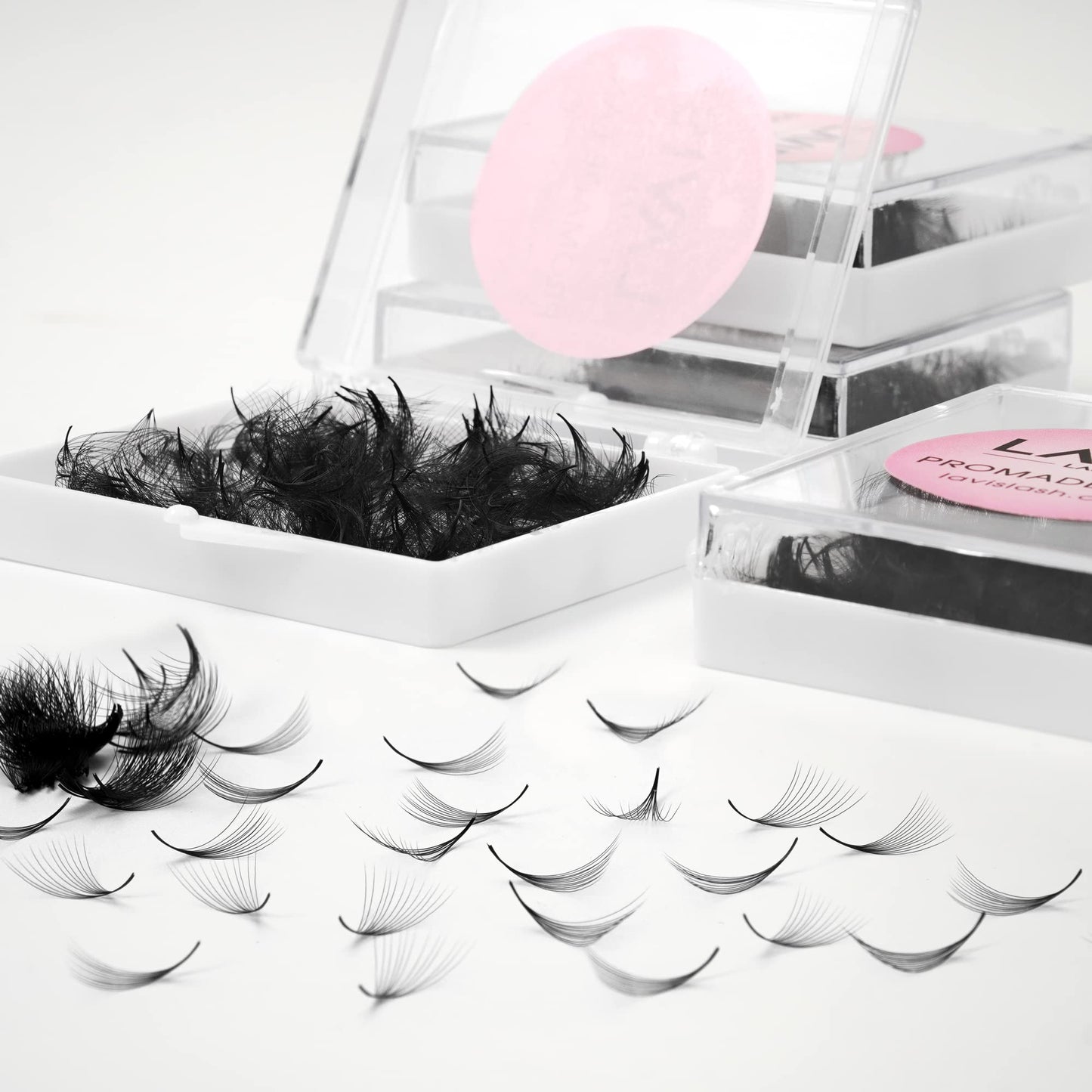 LAVISLASH 500 Promade Fans Eyelash Extension | Handmade Loose Volume Lash | Mutiple Options 3D-8D/10D/12D/14D/16D Fans | 0.03/0.05/0.07mm Thickness | C/CC/D Curl | 8-16mm Length(12D-0.03-C-10mm)