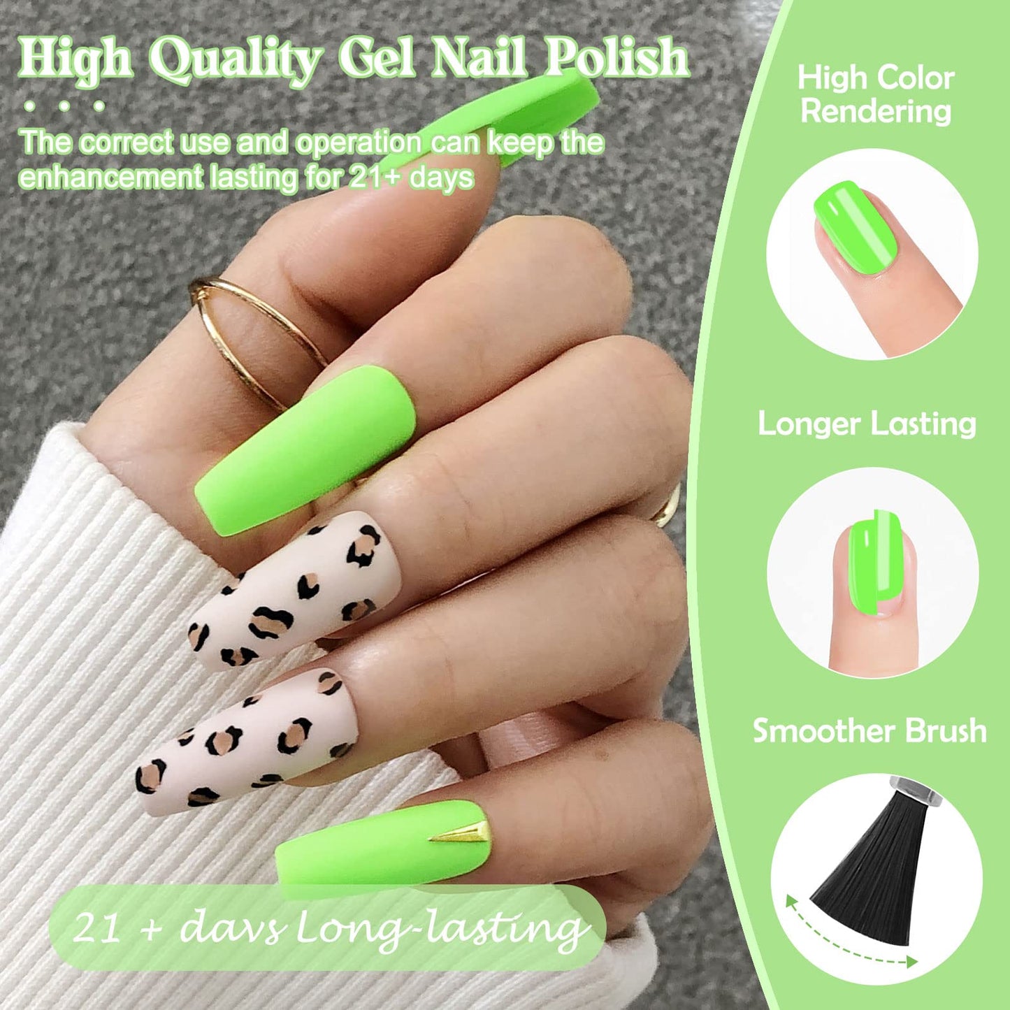 Arousar Gel Polish, 8 Colors Light Olive Neon Green Starter Kit, Halloween Fall All Seasons Neutral Green Soak Off Nail Gel Polish Set, Quick Dry Nail Lamp Manicure Art, DIY Salon Home Gift