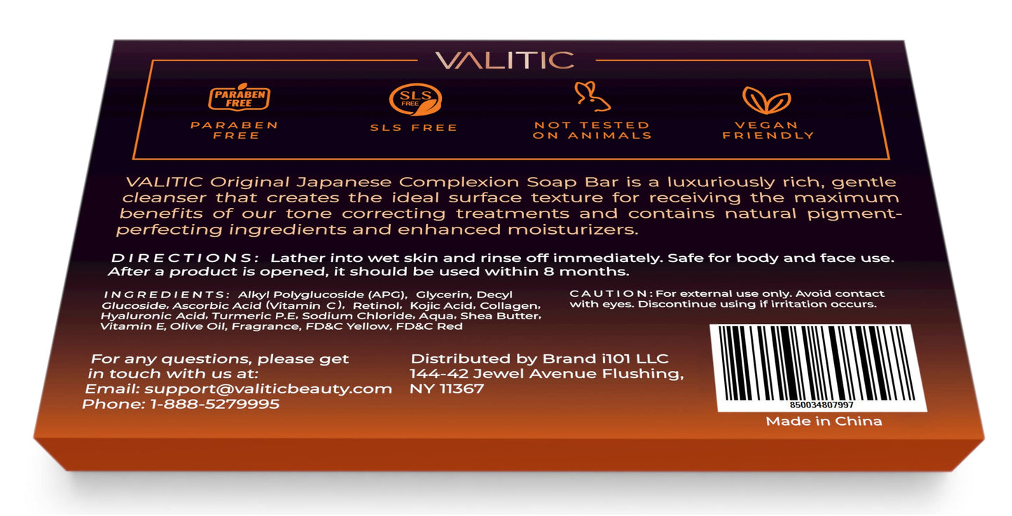 Valitic Unisex Dark Spot Corrector Bar, 100g - Exfoliating, SLS and Paraben-Free Turmeric Soap for Skin Tone Correction, Vitamin C, Retinol and Collagen Blend