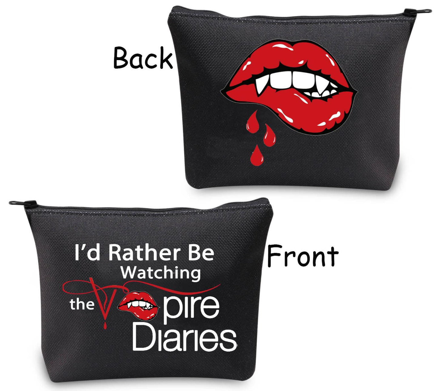 TSOTMO TV Show Inspired Gift I'd Rather Be Watching TV Show Makeup Bag Vampire Fandom Gift (Vamp Bag)