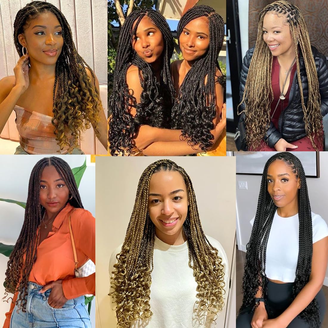 8 Packs 30 Inch Crochet Box Braids Hair with Curly Ends Pre looped Goddess Box Braids Crochet Hair Box Braids Braiding Hair Crochet Braids Hair for Women(30 inch,Purple/Lake Blue/Light Purple)