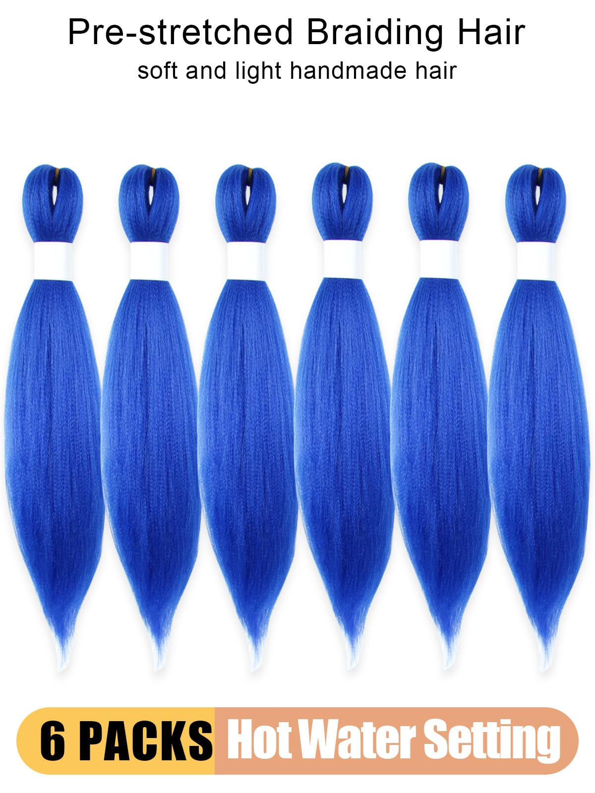 KAVSORAPI Blue Braiding Hair 16 Inch Pre Stretched Hair Colored Short Straight Crochet Braids Yaki Texture Synthetic Fiber 6 Packs (Blue)