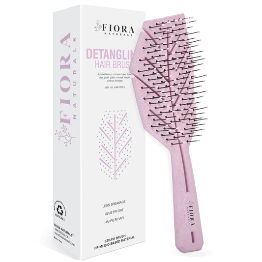 Fiora Naturals Hair Detangling Brush -100% Bio-Friendly Detangler hair brush w/Ultra-soft Bristles- Glide Through Tangles with Ease - For Curly, Straight, Women, Men, Kids, Toddlers, Wet and Dry Hair