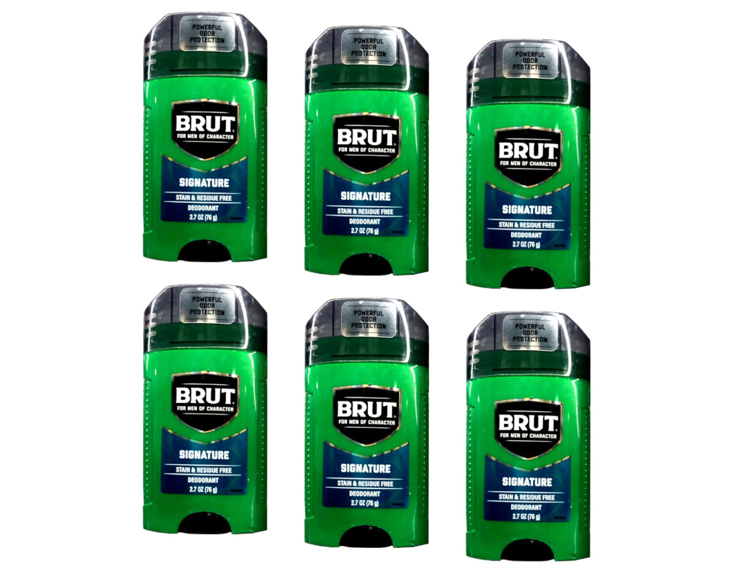 Brut Signature Deodorant – Stain & Residue Free, Powerful Odor Protection, 2.7 oz (76 g) (Pack of 6)