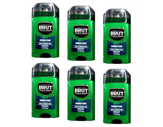 Brut Signature Deodorant – Stain & Residue Free, Powerful Odor Protection, 2.7 oz (76 g) (Pack of 6)