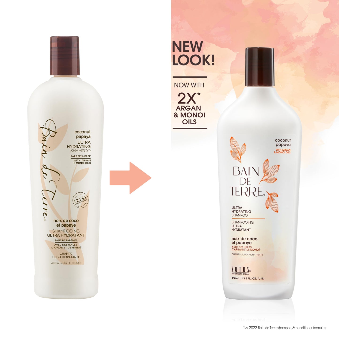 Bain de Terre Ultra Hydrating Shampoo and Conditioner Set & Shine Serum | Coconut Papaya | Hydrates Overly Dry | Damaged Hair | Paraben Free | Color-Safe | 13.5 Fl Oz