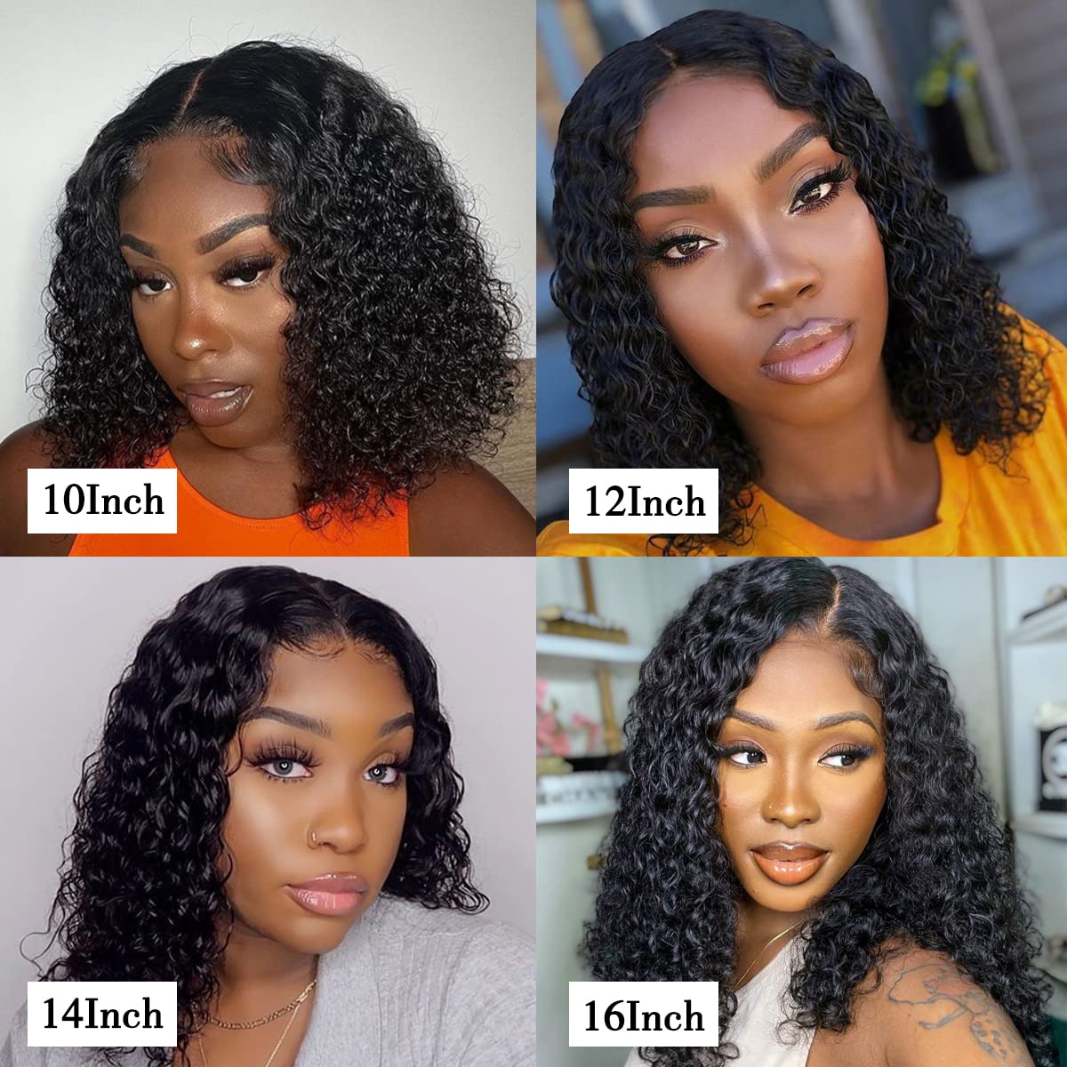 UMEGIRL Short Curly Lace Closure Bob Wigs Human Hair 150% Density Water Wig Wet and Wavy Wigs for Black Women 4x4 Curly Bob Wigs Human Hair Natural Color 16inch