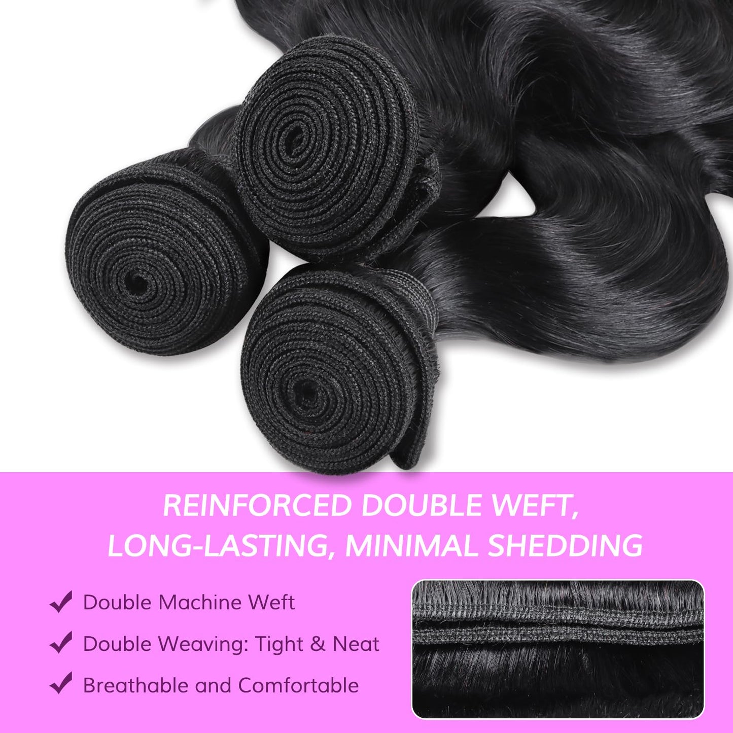 IDN BEAUTY 15A Cambodian Raw Human Hair Bundles Natural Black Weave Bundles Unprocessed Raw Hair Bundles Double Weft Full-Length Strands Full Thick Ends BW Human Hair 16 Inch