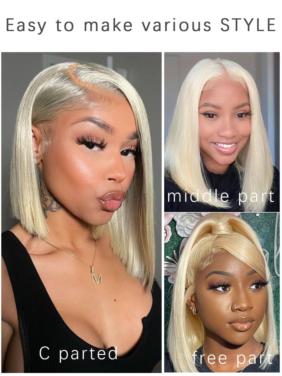 liddywig 613 Blonde Bob Wig Human Hair 13x4 Blonde Lace Front Bob Wigs Human Hair Pre Plucked With Baby Hair 180% Density Glueless Honey Blonde Short Bob Wig For Women 10inch