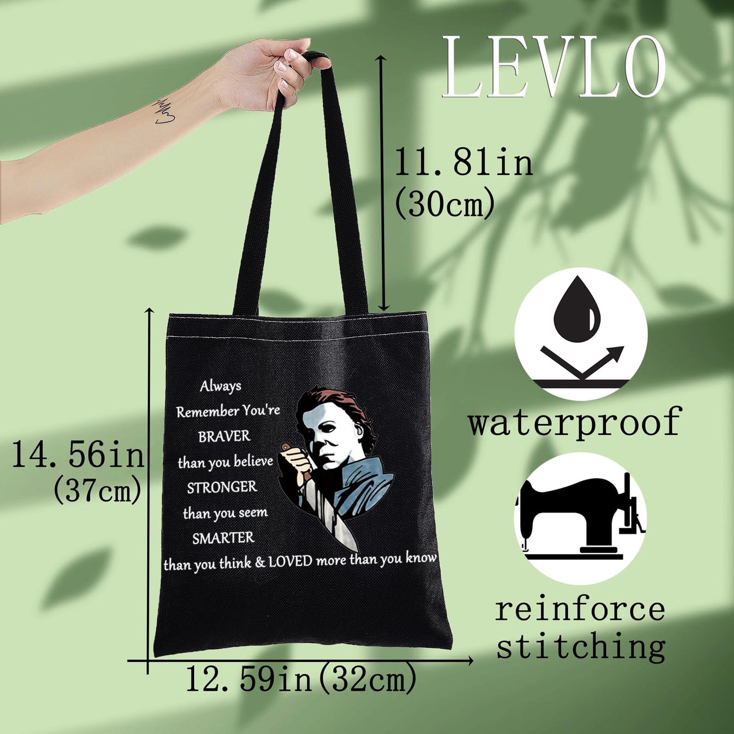 LEVLO Michael Myers Cosmetic Make Up Bag Horror Movie Fans Gift You'Re Braver Stronger Smarter Than You Think Makeup Zipper Pouch Bag For Friend Family (Michael Myers BT)