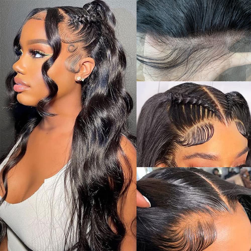 JADEFLO Body Wave Lace Frontal Wig Human Hair 13x4 Body Wave Lace Front Wigs Human Hair 180 Density Glueless Wigs for Black Women Human Hair Pre Plucked with Baby Hair (20inch, 13x4 Body Wave Wig)