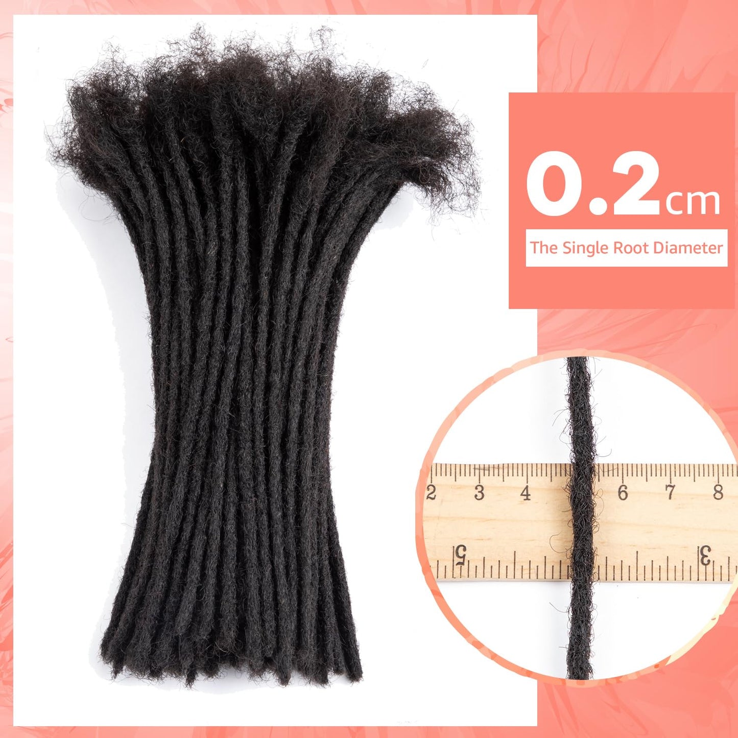 Teresa 4 Inch 0.2cm Width Loc Extension Human Hair Natural Black 10 Strands Full Hand-made Permanent Locs Extensions Can Be Dyed and Bleached for Men/Women/Kids Real Dreadlock Extensions Human Hair