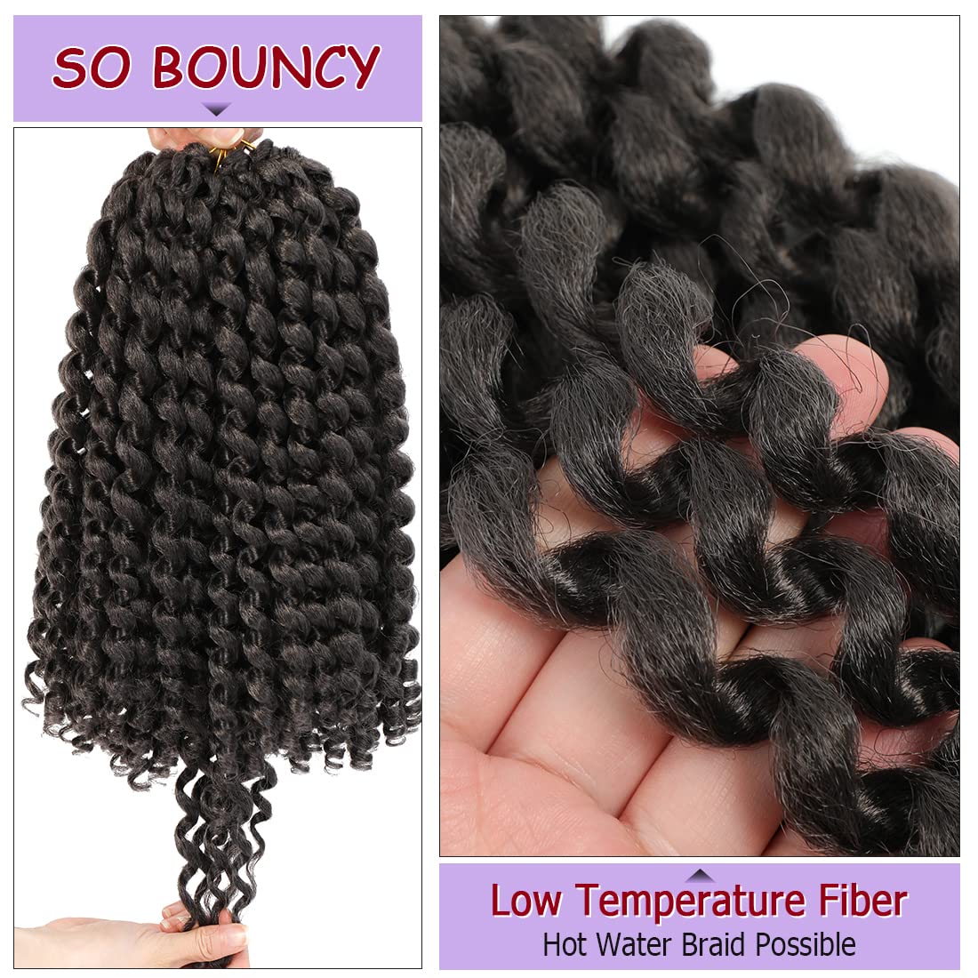 GetMaige Short Jamaican Bounce Curly Crochet Hair Extensions Synthetic 4packs/lot Ombre Brown Ocean Wave Crochet Braids For Black Women (12inch (pack of 4), 4)