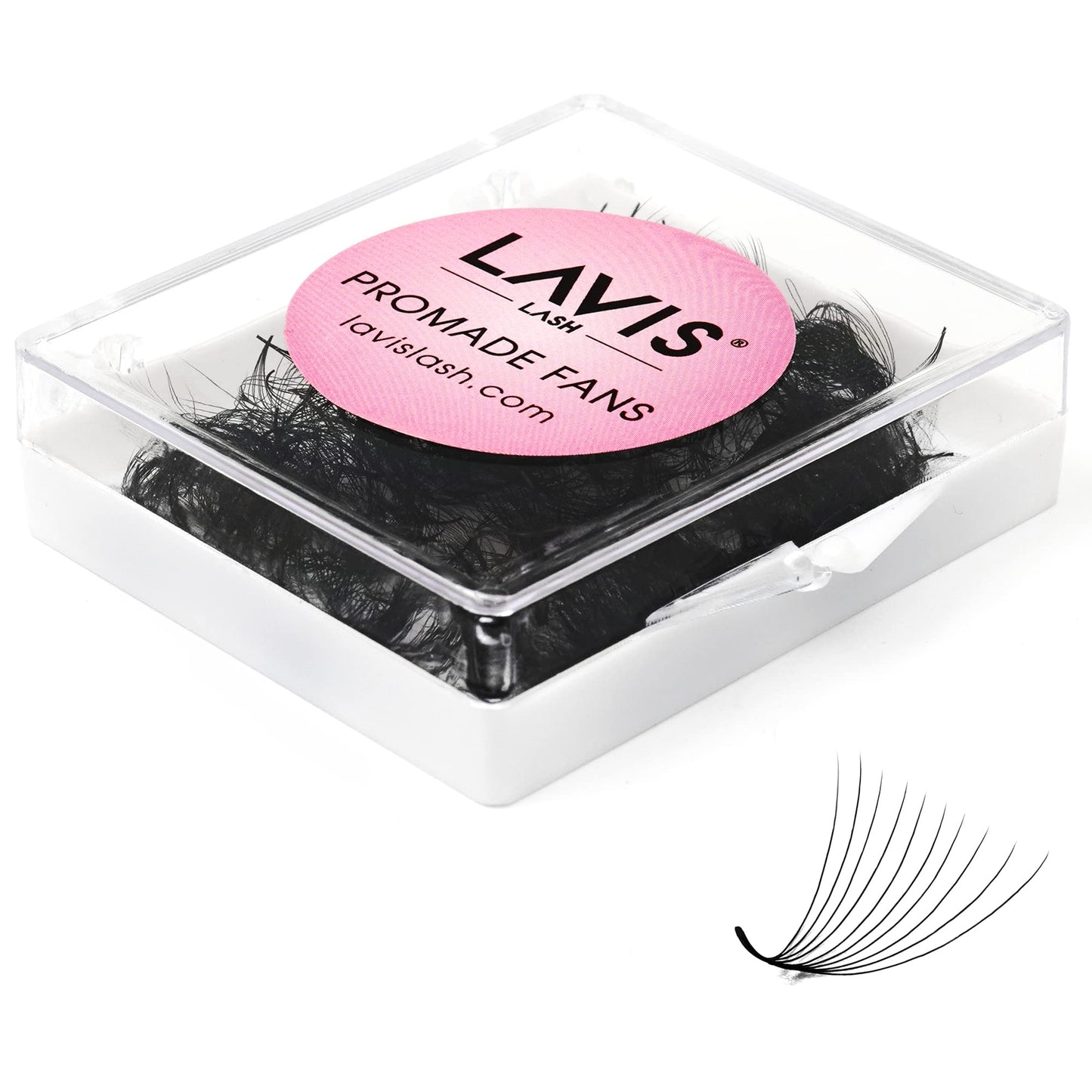 LAVISLASH 500 Promade Fans Eyelash Extension | Handmade Loose Volume Lash | Mutiple Options 3D-8D/10D/12D/14D/16D Fans | 0.03/0.05/0.07mm Thickness | C/CC/D Curl | 8-16mm Length(10D-0.05-D-16mm)