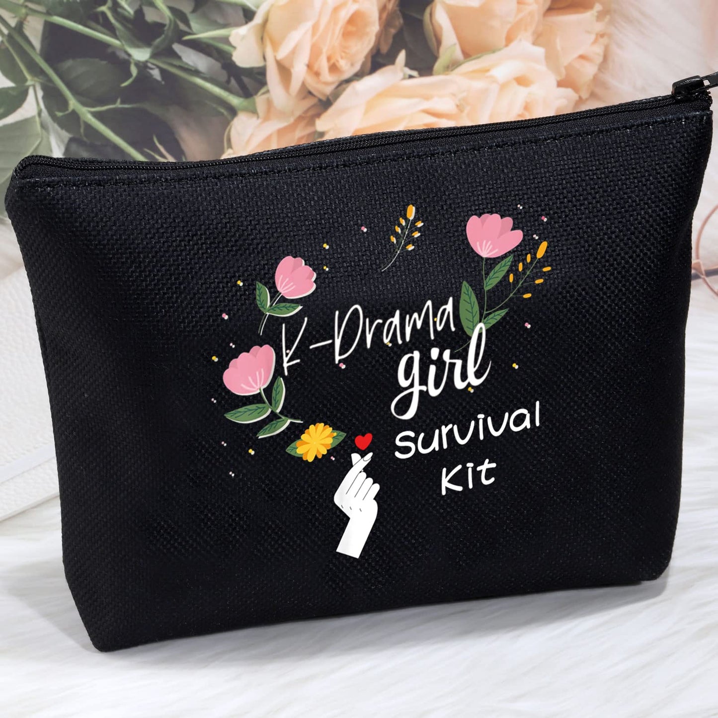 MEIKIUP K-Drama Mama Cosmetic Bag K-pop Merchandise Korean Drama Gift Korean Drama Fan Gift For Women(K-Drama Bag black)