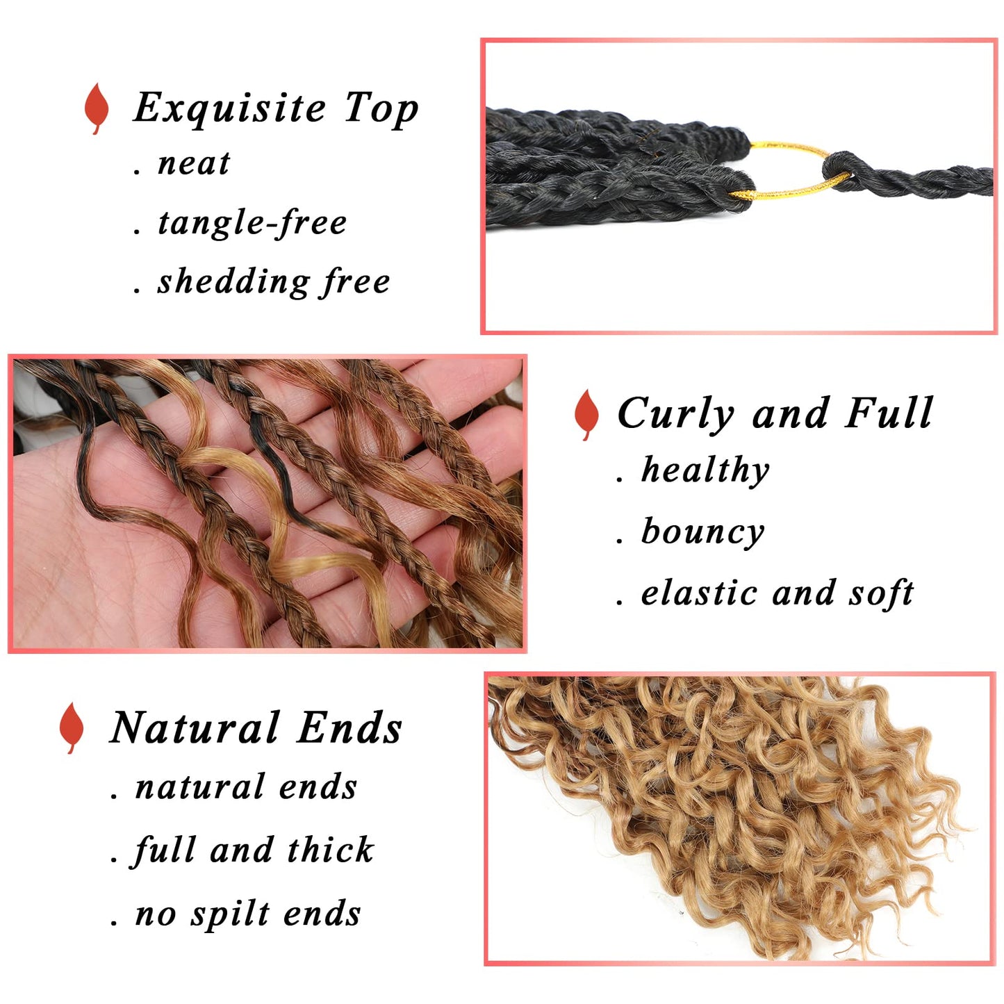 Liang Dian Goddess Box Braids Crochet Hair With Curly Ends 24 Inch 8 Packs Bohomian Braids Hair Crochet Braids for Black Women (24 Inch 1B/30/27)