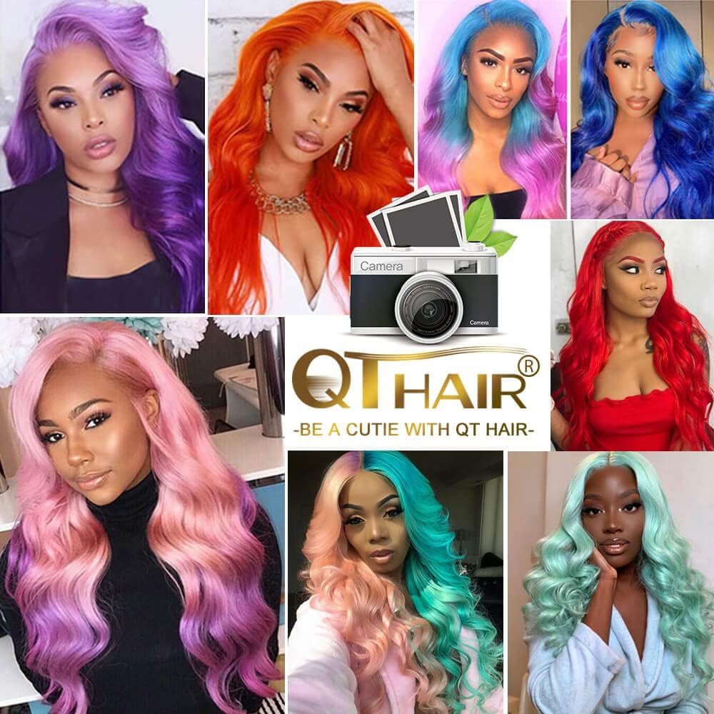 QTHAIR 14A #613 Honey Blonde Body Wave 13x4 Lace Transparent Lace Frontal Brazilian Body Wave Human Hair 12 inch Pre-plucked 100% Human Hair for Black Women